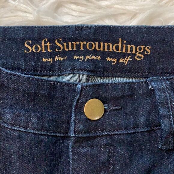 SOFT SURROUNDINGS dark wash jeans zip button fly pockets size PS - Picture 3 of 7